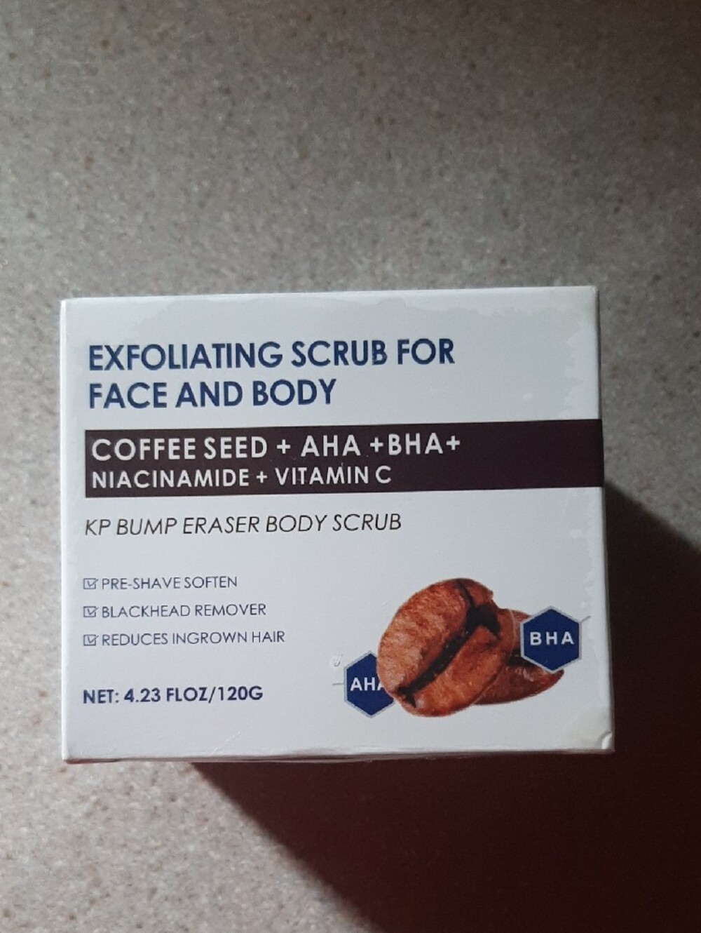 KP Bump Eraser Exfoliating Scrub for Face & Body Coffee Seed + AHA + Vitamin C